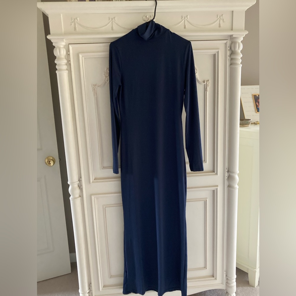 Navy blue floor length dress
